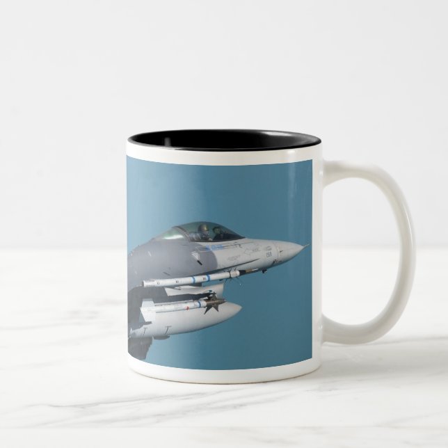 An F-16 Fighting Falcon in flight Two-Tone Coffee Mug (Right)