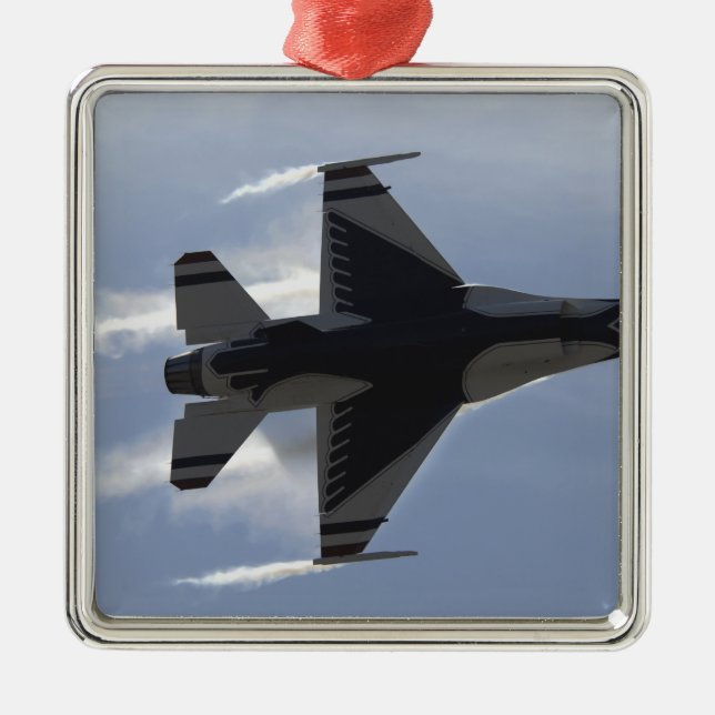 An F-16 Fighting Falcon pulls high G's Metal Ornament (Front)
