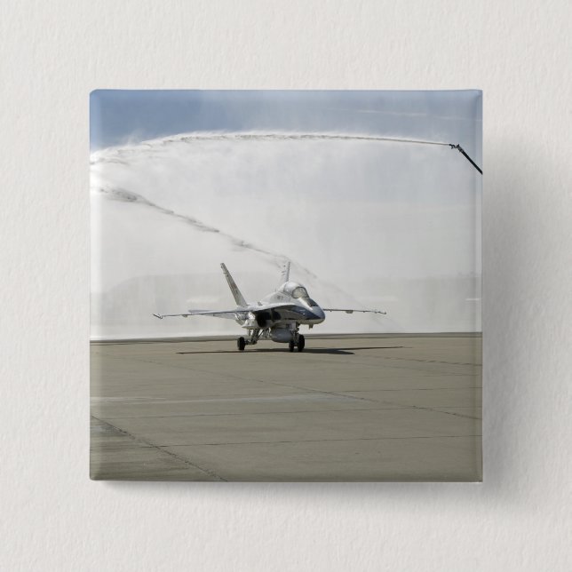 An F-18 aircraft 2 Inch Square Button (Front)