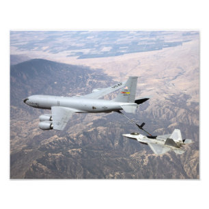 An F-22 Raptor receives fuel from a KC-135 Photo Print