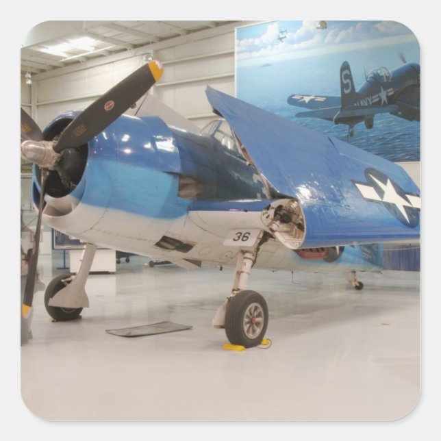 An F-6F Hellcat World War II fighter plane at Square Sticker (Front)