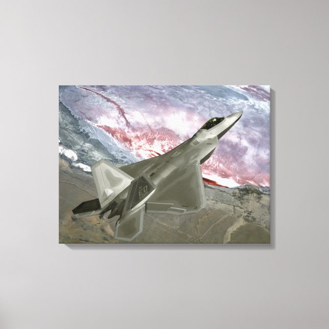 An F/A-22 Raptor flies a training mission Canvas Print (Front)