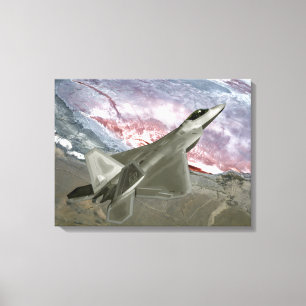 An F/A-22 Raptor flies a training mission Canvas Print