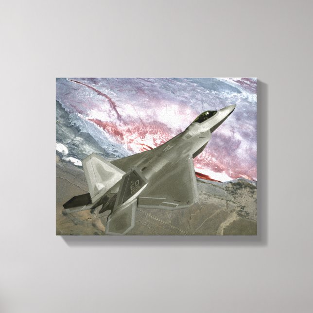 An F/A-22 Raptor flies a training mission Canvas Print (Front)