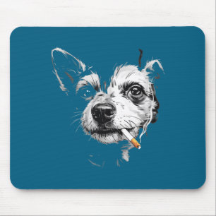 An Funny Old Jazz Dog Smoking Cigarette Mouse Pad