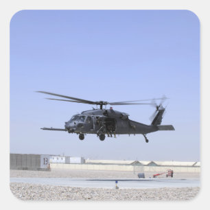 An HH-60G Pave Hawk taking off from Camp Bastio Square Sticker