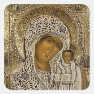 An icon showing the Virgin of Kazan Square Sticker