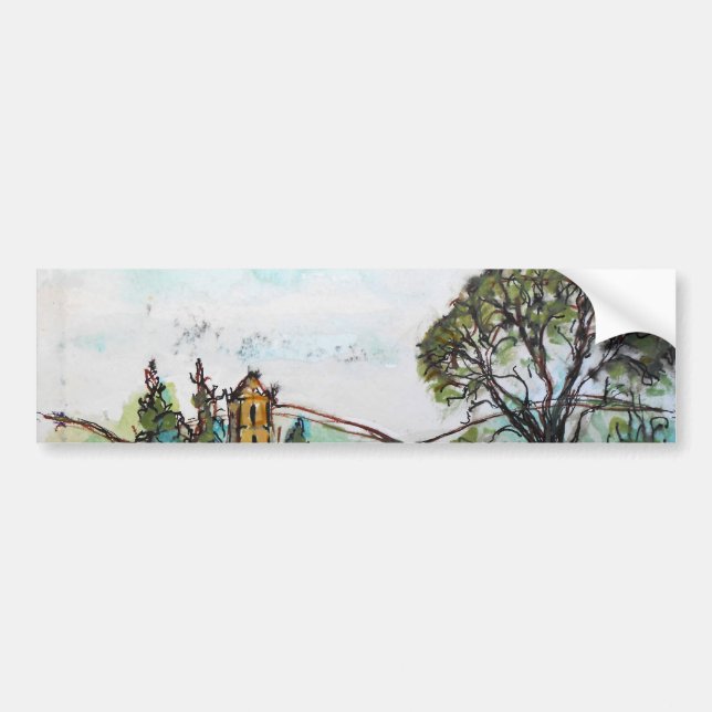 An Idyllic British Village sketch Bumper Sticker (Front)
