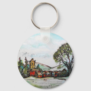 An Idyllic British Village sketch Keychain