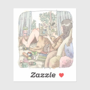 an illustration of a barefoot woman lying in a win