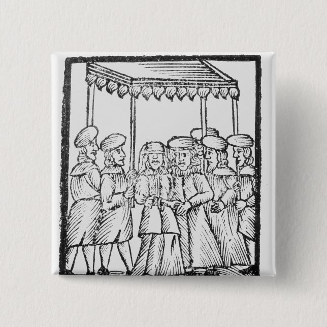 An illustration of a Jewish wedding 2 Inch Square Button (Front)
