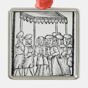 An illustration of a Jewish wedding Metal Ornament