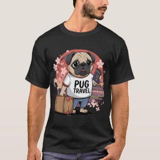 An illustration of a pug wearing a with the text " T-Shirt