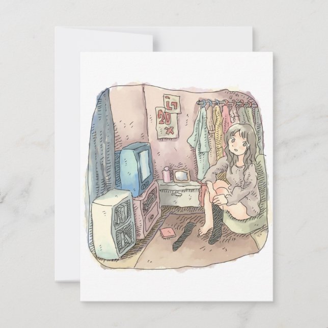 an illustration of a woman sitting in a chair in a (Front)