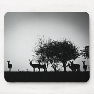 An image of some deer in the morning mist mouse pad
