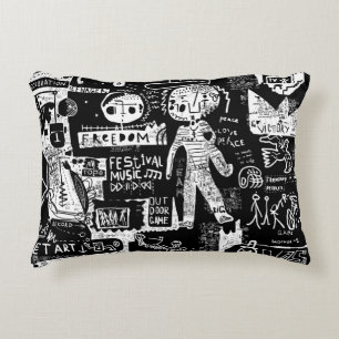 An image that includes a plurality of symbols.stre accent pillow