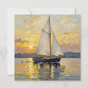 An Impasto Illustration of a Sailboat at Sunset