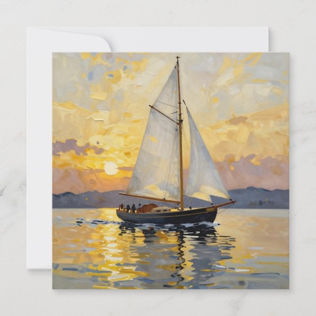 An Impasto Illustration of a Sailboat at Sunset (Front)