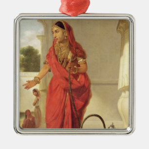 An Indian Dancing Girl with a Hookah, 1772 (oil on Metal Ornament