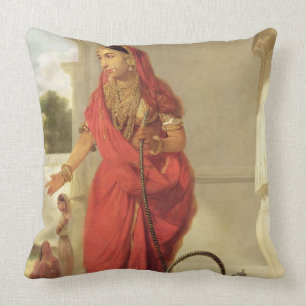 An Indian Dancing Girl with a Hookah, 1772 (oil on Throw Pillow