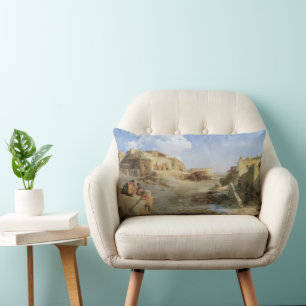 An Indian Pueblo, Laguna, New Mexico by Moran Lumbar Pillow