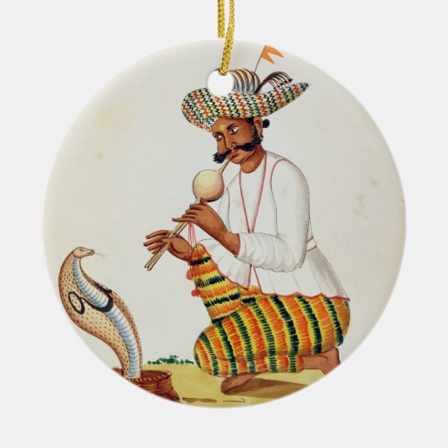An Indian Snake Charmer with a Cobra, from a Frenc Ceramic Ornament (Front)