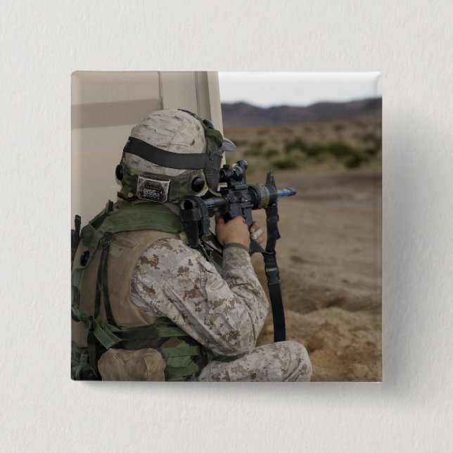 An infantry scout 2 inch square button (Front)