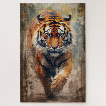 An ink paintig of a tiger puzzle