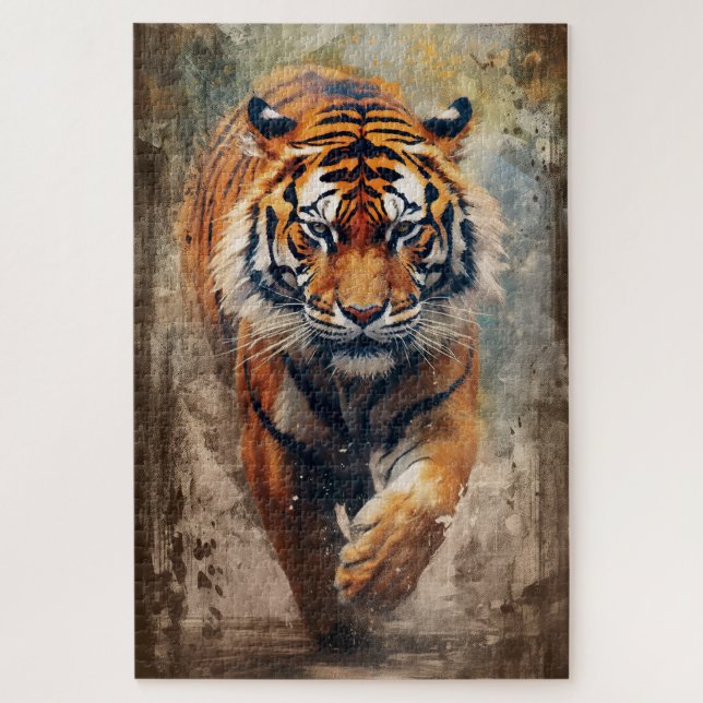 An ink paintig of a tiger puzzle (Vertical)