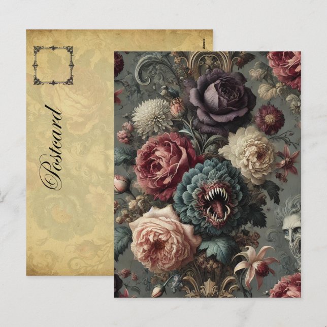 🩸 An Intimidating Bloom – Gothic Victorian Holiday Postcard (Front/Back)