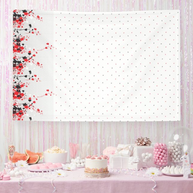 An intricate black and white floral design set aga banner (Party)