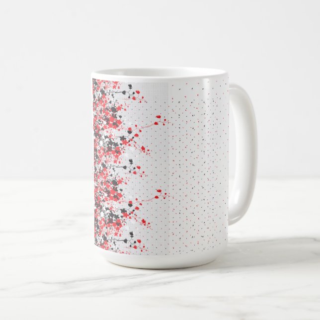 An intricate black and white floral design set aga coffee mug (Front Right)