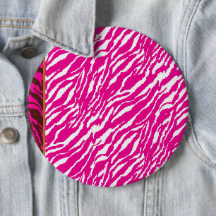 An intricate floral pattern in pink and white, art 6 inch round button