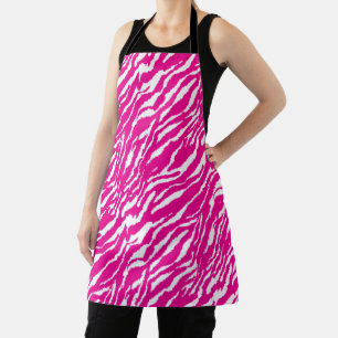 An intricate floral pattern in pink and white, art apron