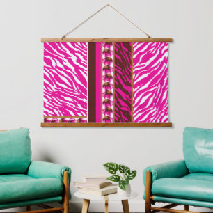 An intricate floral pattern in pink and white, art hanging tapestry