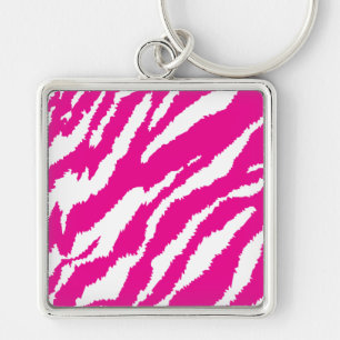An intricate floral pattern in pink and white, art keychain