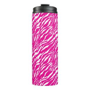 An intricate floral pattern in pink and white, art thermal tumbler