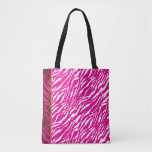 An intricate floral pattern in pink and white, art tote bag