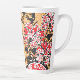 An intricate oriental pattern featuring vibrant re latte mug