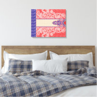 An intricate paisley pattern featuring vibrant red