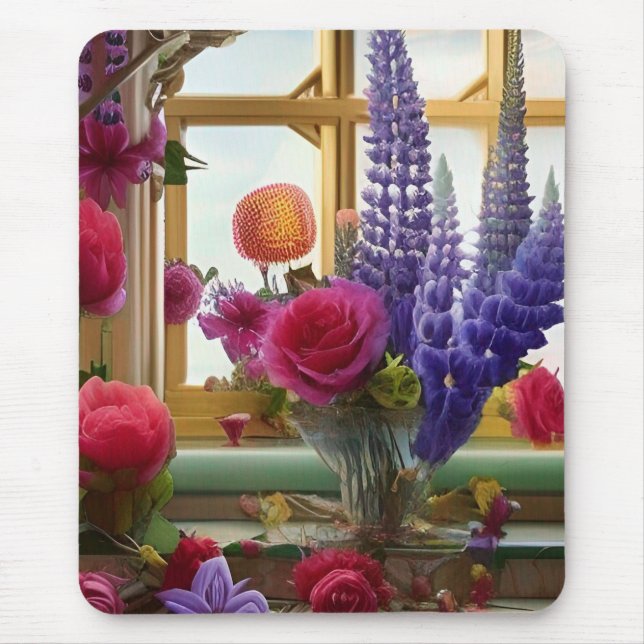 An intriguing colourful floral Bouquet Mouse Pad (Front)