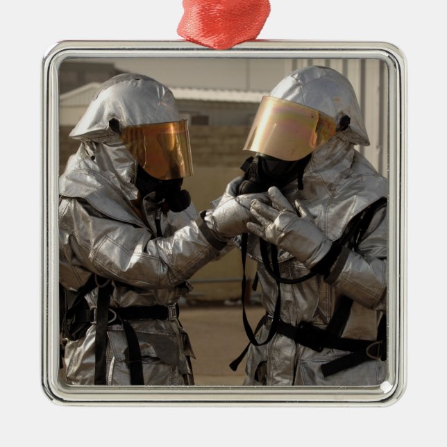 An Iraqi firefighter Metal Ornament (Front)