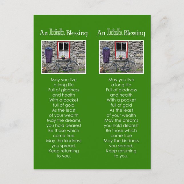 An Irish Blessing Bookmark Postcard (Front)