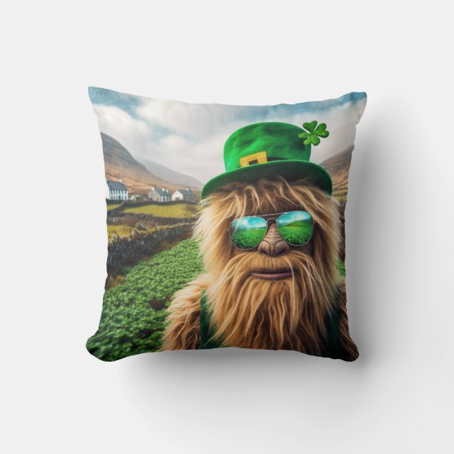 An Irish Sasquatch Throw Pillow (Front)