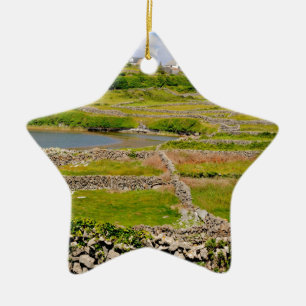 An Irish Stone Wall Ceramic Ornament