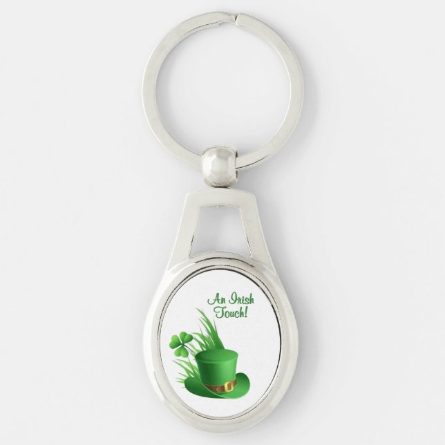 An Irish Touch Leprechaun Clove Hat in Grass Keychain (Front)