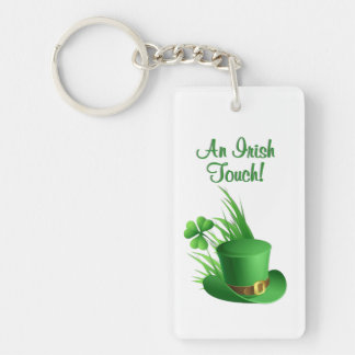 An Irish Touch Leprechaun Clove Hat in Grass Keychain