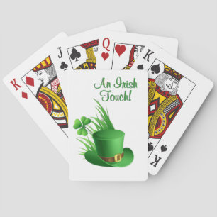 An Irish Touch Leprechaun Clove Hat in Grass Playing Cards