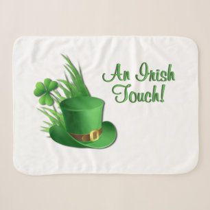 An Irish Touch Leprechaun Clove Hat in Grass Sherpa Blanket