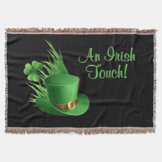 An Irish Touch Leprechaun Clove Hat in Grass Throw Blanket (Front)